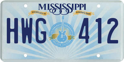MS license plate HWG412