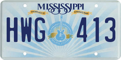 MS license plate HWG413