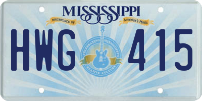 MS license plate HWG415