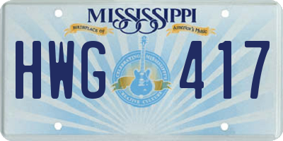 MS license plate HWG417