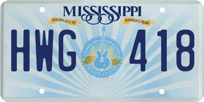 MS license plate HWG418