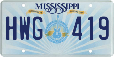 MS license plate HWG419
