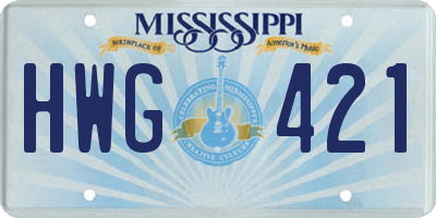 MS license plate HWG421