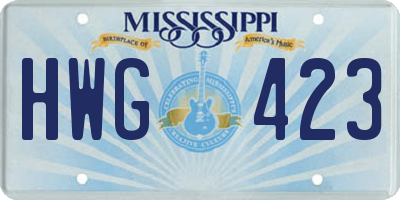 MS license plate HWG423
