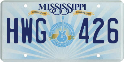 MS license plate HWG426