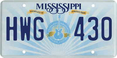 MS license plate HWG430