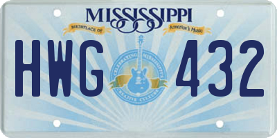 MS license plate HWG432