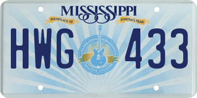 MS license plate HWG433