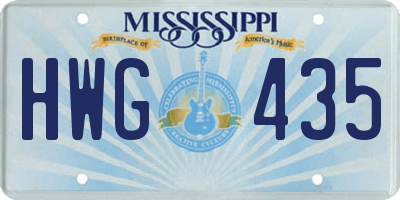 MS license plate HWG435