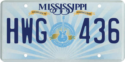 MS license plate HWG436