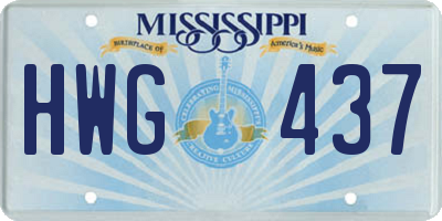 MS license plate HWG437