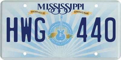 MS license plate HWG440