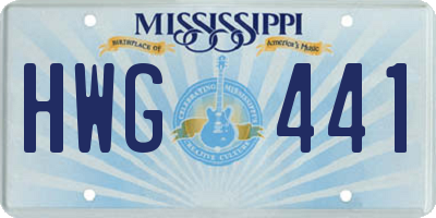 MS license plate HWG441