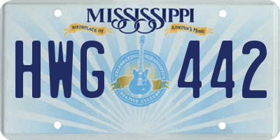 MS license plate HWG442