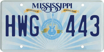 MS license plate HWG443