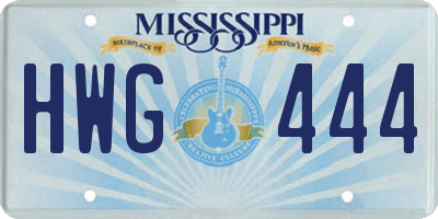 MS license plate HWG444