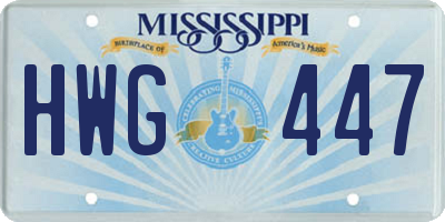 MS license plate HWG447