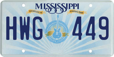MS license plate HWG449