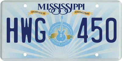 MS license plate HWG450