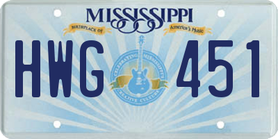 MS license plate HWG451