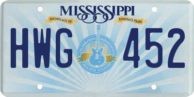 MS license plate HWG452