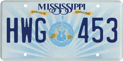 MS license plate HWG453