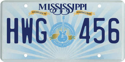 MS license plate HWG456