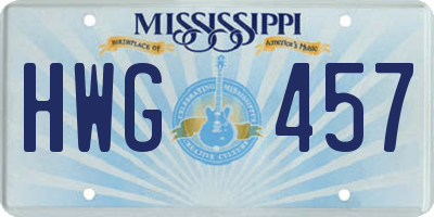 MS license plate HWG457