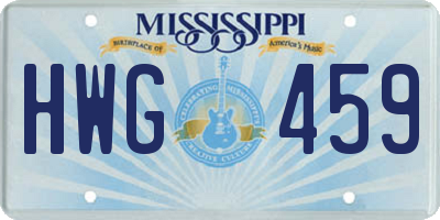 MS license plate HWG459