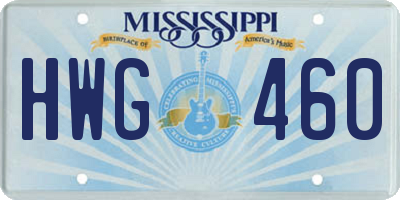 MS license plate HWG460