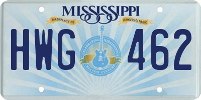 MS license plate HWG462