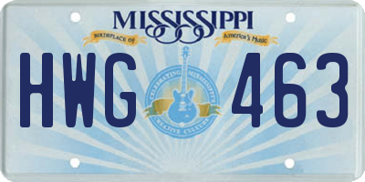 MS license plate HWG463