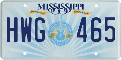 MS license plate HWG465