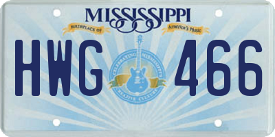 MS license plate HWG466