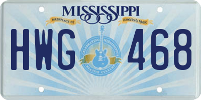 MS license plate HWG468