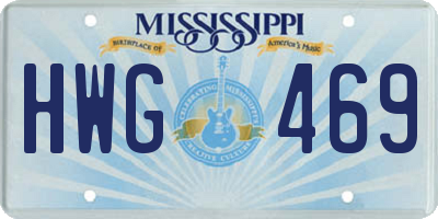 MS license plate HWG469