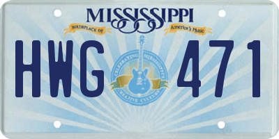 MS license plate HWG471