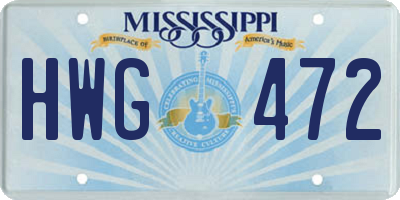 MS license plate HWG472