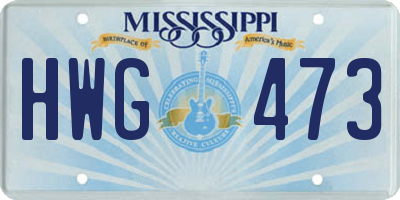 MS license plate HWG473