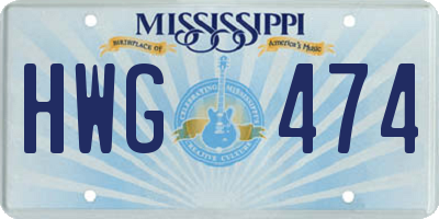 MS license plate HWG474