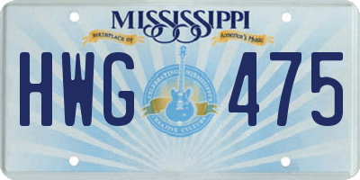 MS license plate HWG475