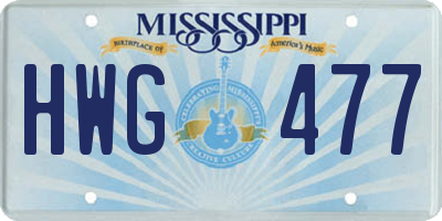 MS license plate HWG477