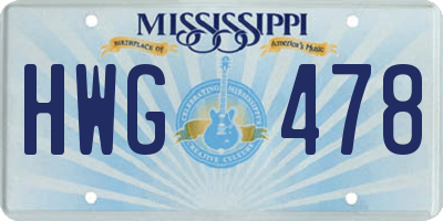 MS license plate HWG478