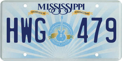 MS license plate HWG479