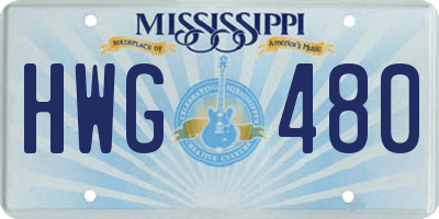MS license plate HWG480