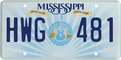 MS license plate HWG481