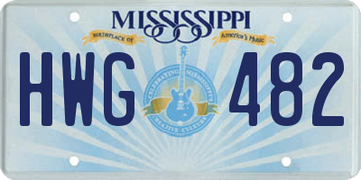 MS license plate HWG482