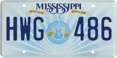 MS license plate HWG486