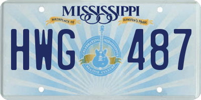 MS license plate HWG487