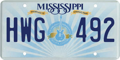MS license plate HWG492